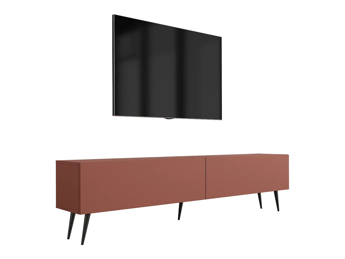 Móvel TV : Vermelho Tijolo, 170 x 52 x 32 cm, patas pretas
