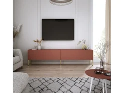 Móvel TV : Vermelho Tijolo, 170 x 52 x 32 cm, patas douradas