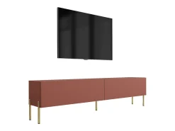 Móvel TV : Vermelho Tijolo, 170 x 52 x 32 cm, patas douradas
