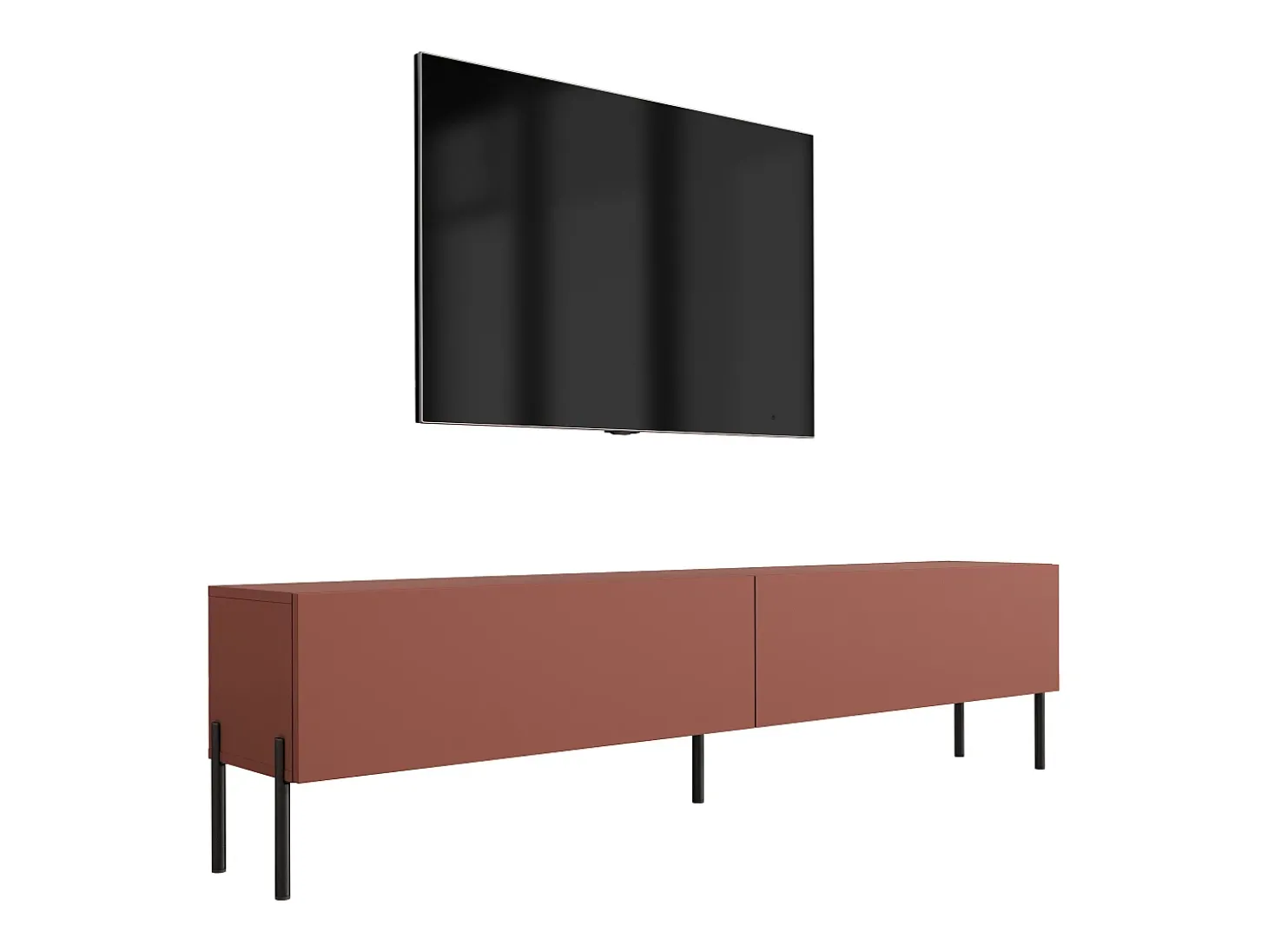 Móvel TV : Vermelho Tijolo, 170 x 52 x 32 cm, patas pretas