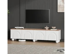 Móvel TV 180 x 40 x 45 cm com 4 portas - com 6 pés metálicos tipo bola - para TV 80 polegadas - MDF - branco
