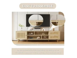 Móvel TV 160cm - 1 porta、2 gavetas e 4 compartimentos - Natural