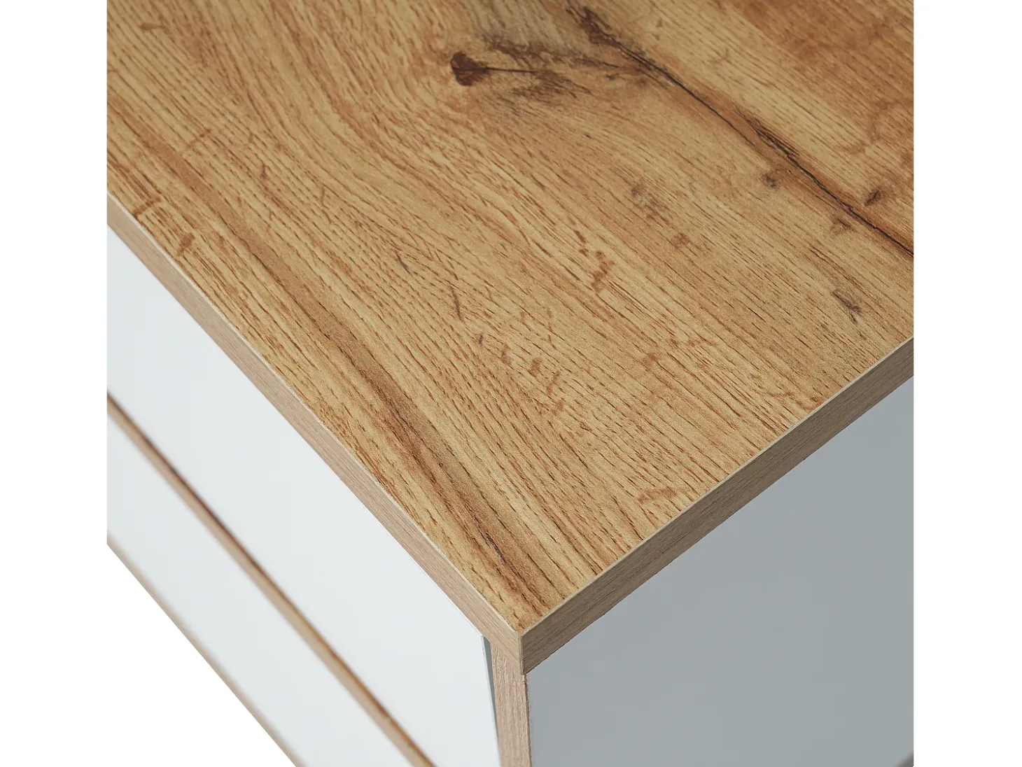 Móvel TV 175cm - 5 portas + 2 compartimentos - estilo contemporâneo - Natural & Branco