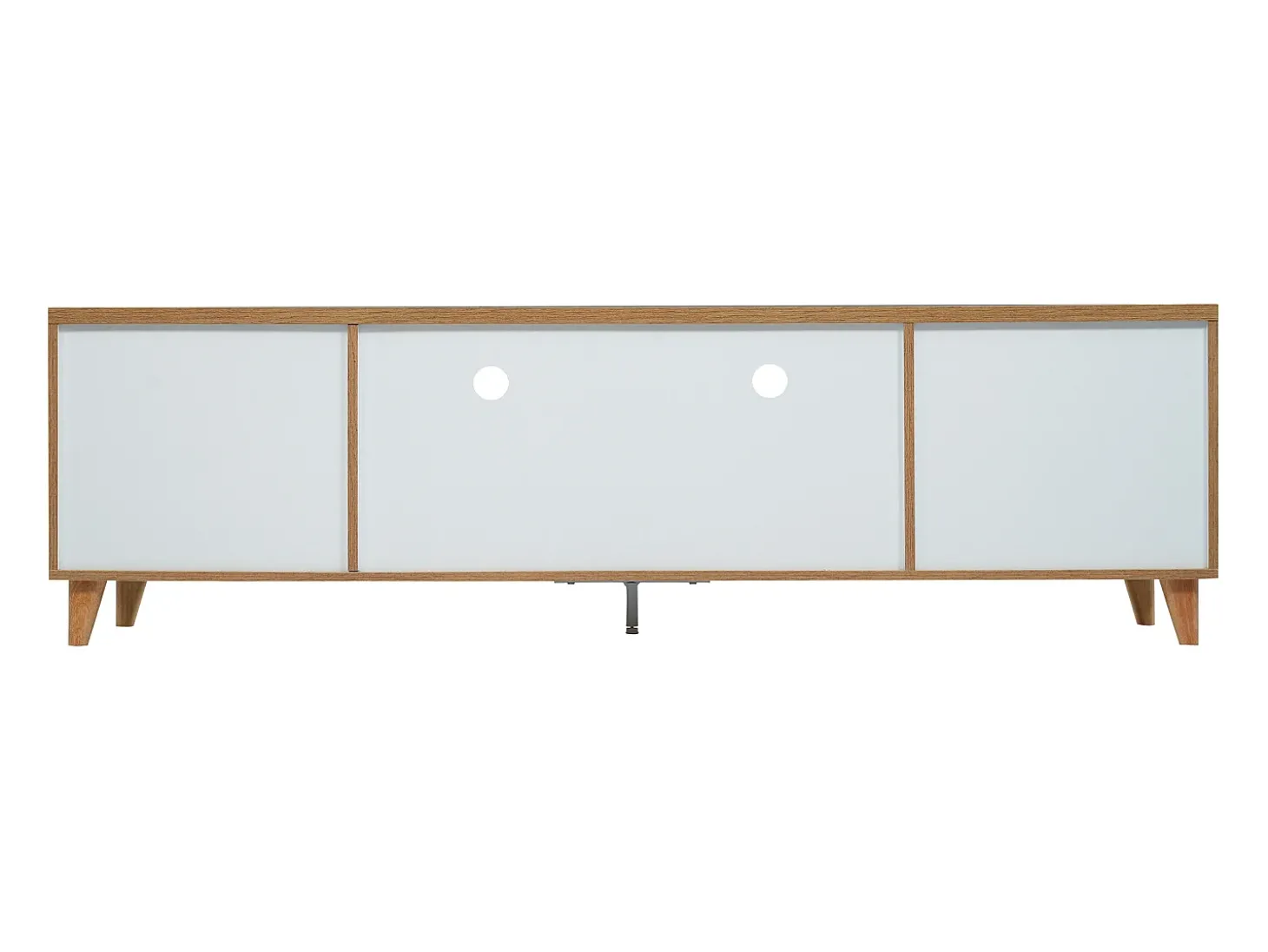 Móvel TV 175cm - 5 portas + 2 compartimentos - estilo contemporâneo - Natural & Branco