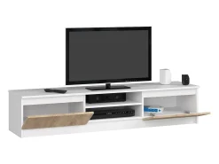 Móvel TV 160cm Branco/Carvalho Sonoma, 2 Portas, Estilo Moderno, Montagem DIY