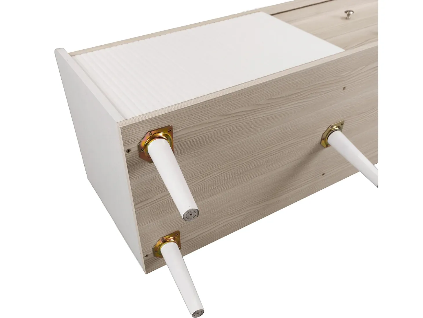 Móvel TV 160cm com 2 gavetas e 2 portas de correr - Branco & Natural