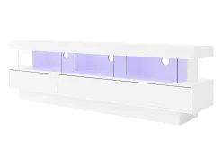 Móvel TV 160cm com LED - 3 compartimentos em vidro - Controlado por APP - adequado para TV 70