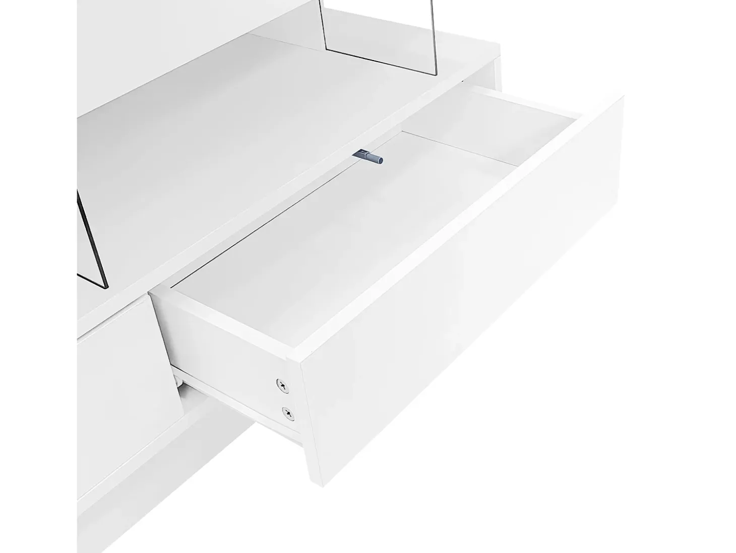 Móvel TV 160cm com LED - 3 compartimentos em vidro - Controlado por APP - adequado para TV 70" - Branco