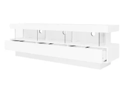 Móvel TV 160cm com LED - 3 compartimentos em vidro - Controlado por APP - adequado para TV 70