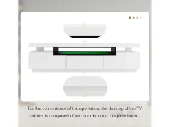 Móvel TV 160cm com LED - 3 gavetas - adequado para TV 70" - Branco