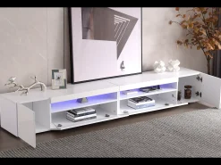 Móvel TV 240cm com LED variável - estilo contemporâneo - Branco