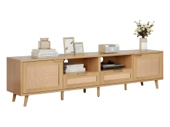 Móvel TV 200cm MDF - 2 portas e 2 compartimentos - estilo campestre - Natural