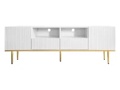 Móvel TV com 2 gavetas, 2 portas e 2 nichos - 165x36x55cm - padrão listrado vertical - Aglomerado - branco