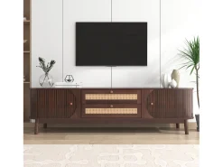 Móvel TV com 2 gavetas e 3 portas de correr - 170 x 39,5 x 46 cm - Aglomerado - Castanho