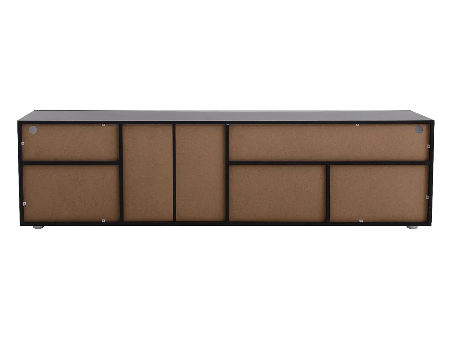 Móvel TV com 3 portas, 5 nichos e LED, preto