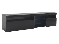Móvel TV com 3 portas, 5 nichos e LED, preto