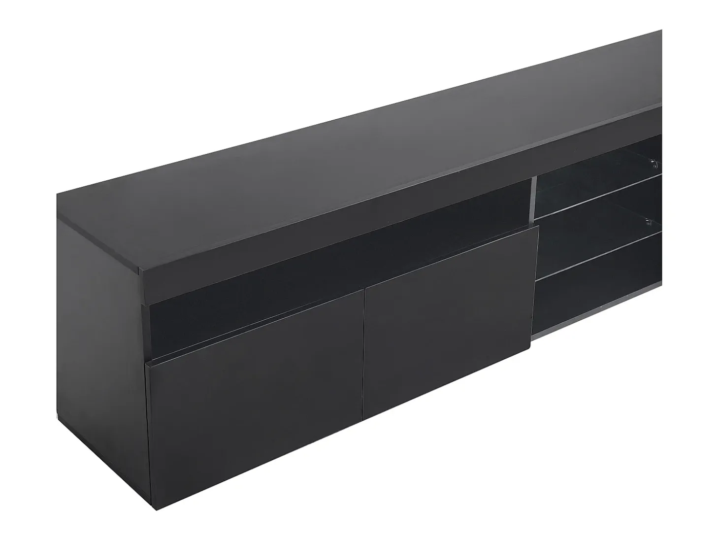 Móvel TV com 3 portas, 5 nichos e LED, preto