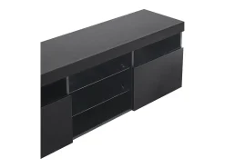 Móvel TV com 3 portas, 5 nichos e LED, preto