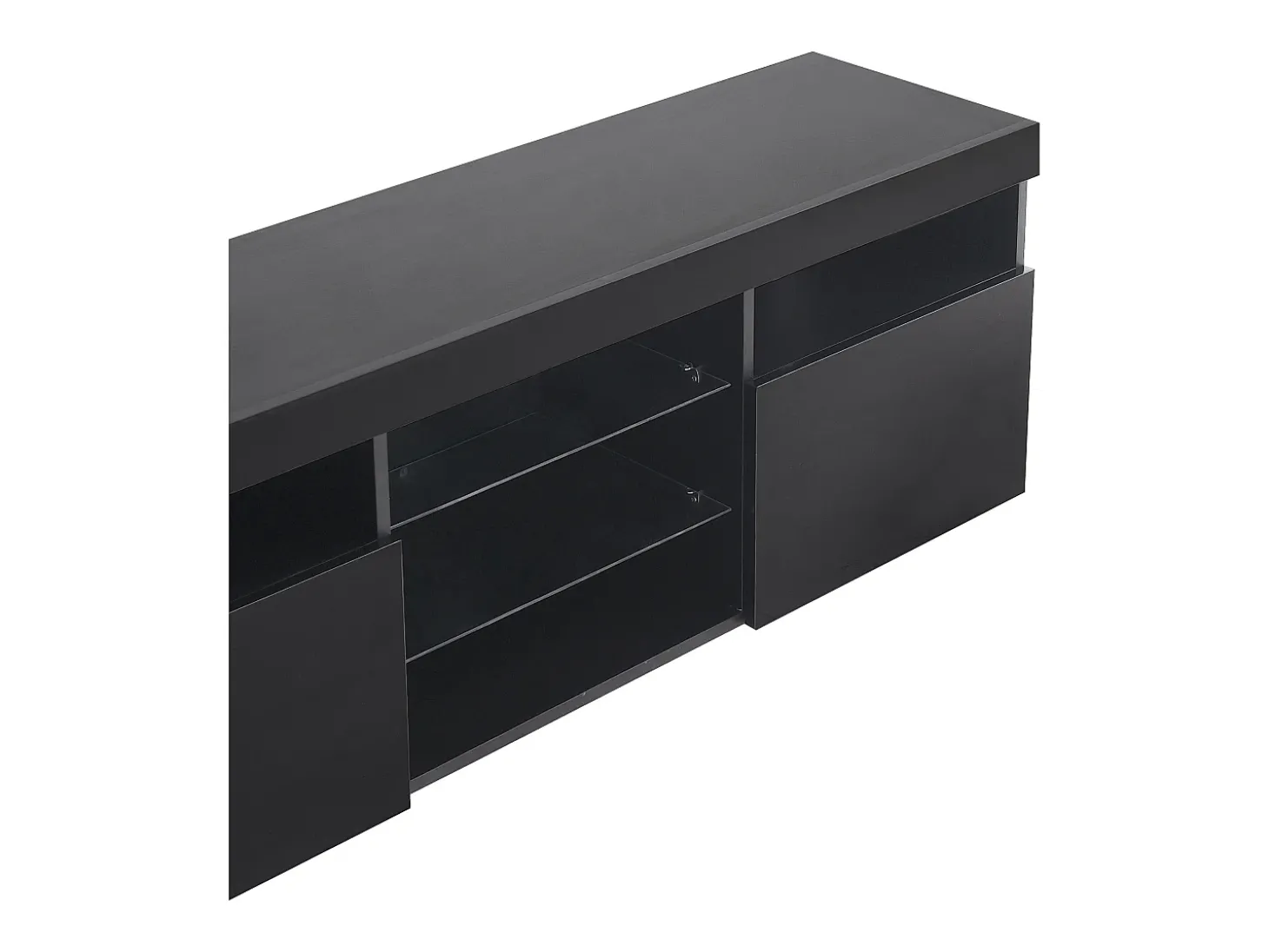 Móvel TV com 3 portas, 5 nichos e LED, preto