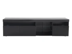 Móvel TV com 3 portas, 5 nichos e LED, preto