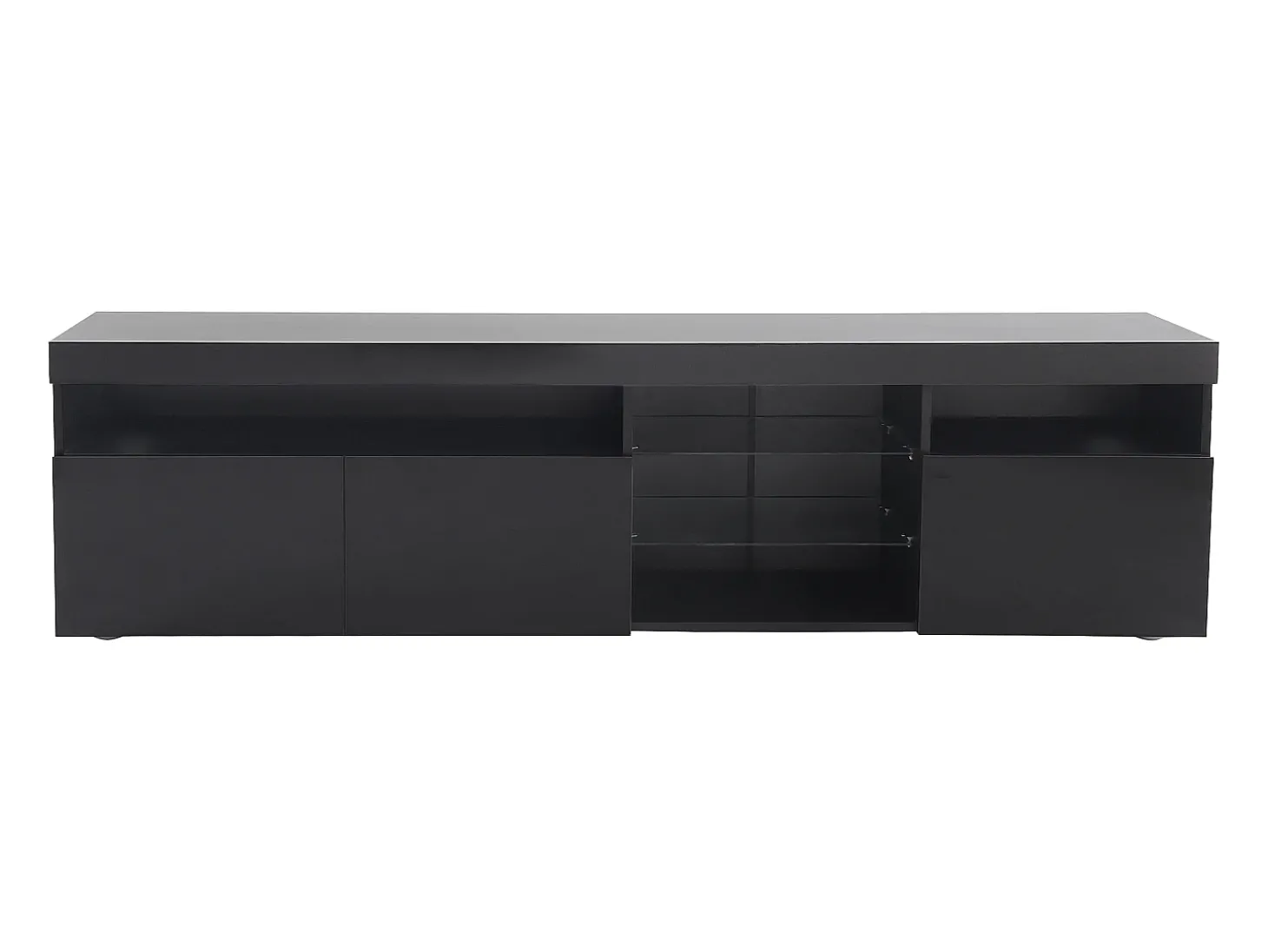 Móvel TV com 3 portas, 5 nichos e LED, preto