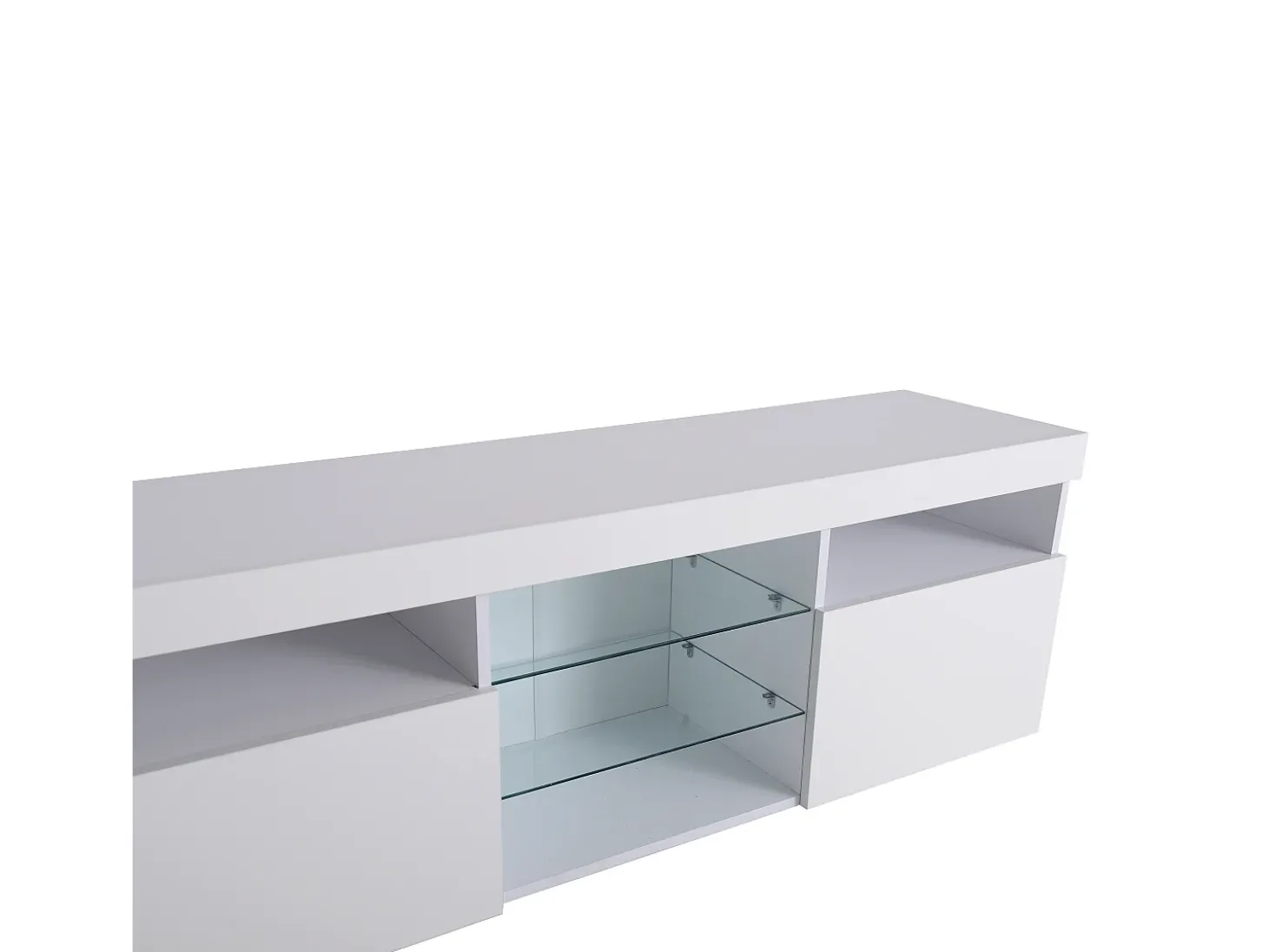 Móvel TV com 3 portas, 5 nichos e LED, branco