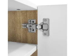 Móvel TV com 3 portas e 2 gavetas, corpo ranhurado na cor branca com detalhes dourados - 190x35x45cm