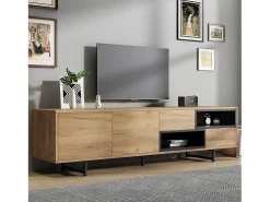 Móvel TV com 2 portas e 2 gavetas - 173 x 38 x 48 cm - Aglomerado - para sala de jantar - Cor madeira