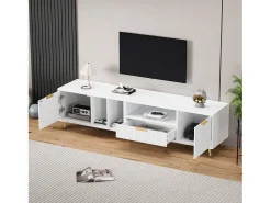 Móvel TV com 2 portas e 1 gaveta - 180 x 40 x 41 cm - Aglomerado - para sala de estar - Branco