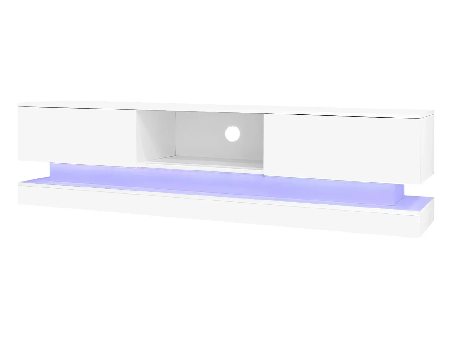 Móvel TV com LED 160cm - 2 gavetas e 1 compartimento aberto - adequado para TV 60" - Branco