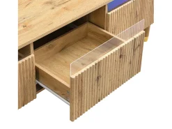 Móvel TV em madeira com 4 gavetas, gaveta em madeira e acrílico 178x35x45cm