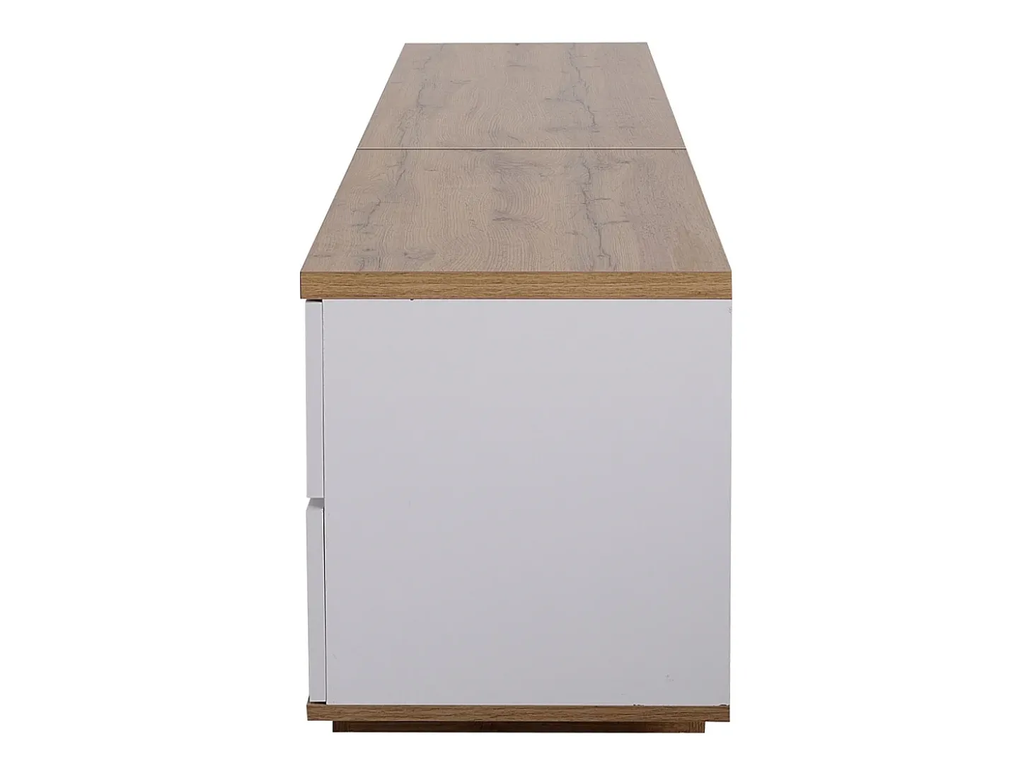Móvel TV escandinavo contemporâneo 180 cm em madeira - 5 portas + 8 compartimentos - Natural e Branco