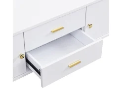 Móvel TV L 170cm - 2 gavetas e 2 portas - puxadores e pés dourados - Branco