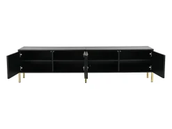 Móvel TV L 190cm - 4 portas e 8 prateleiras - estilo moderno - Preto