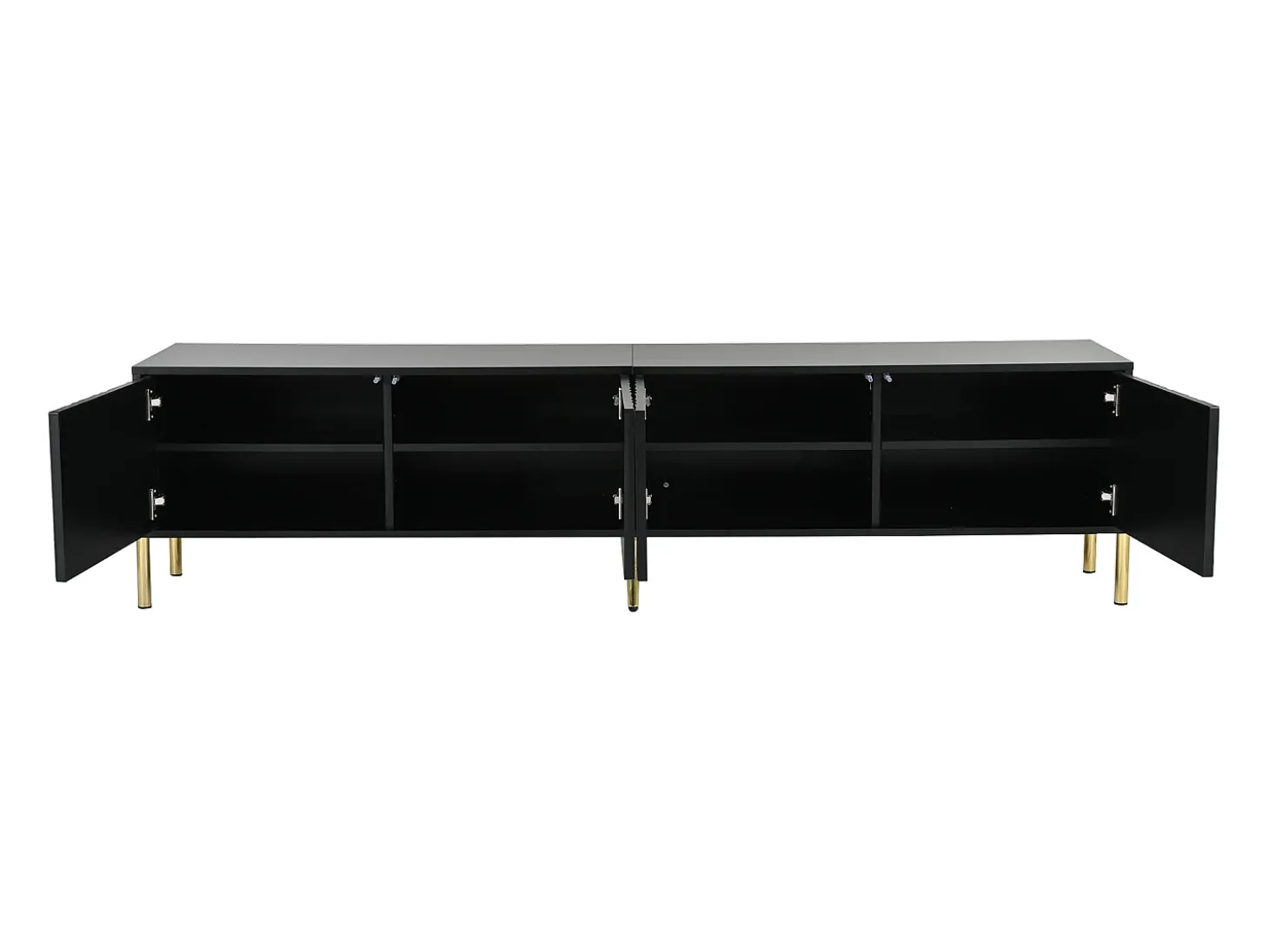Móvel TV L 190cm - 4 portas e 8 prateleiras - estilo moderno - Preto