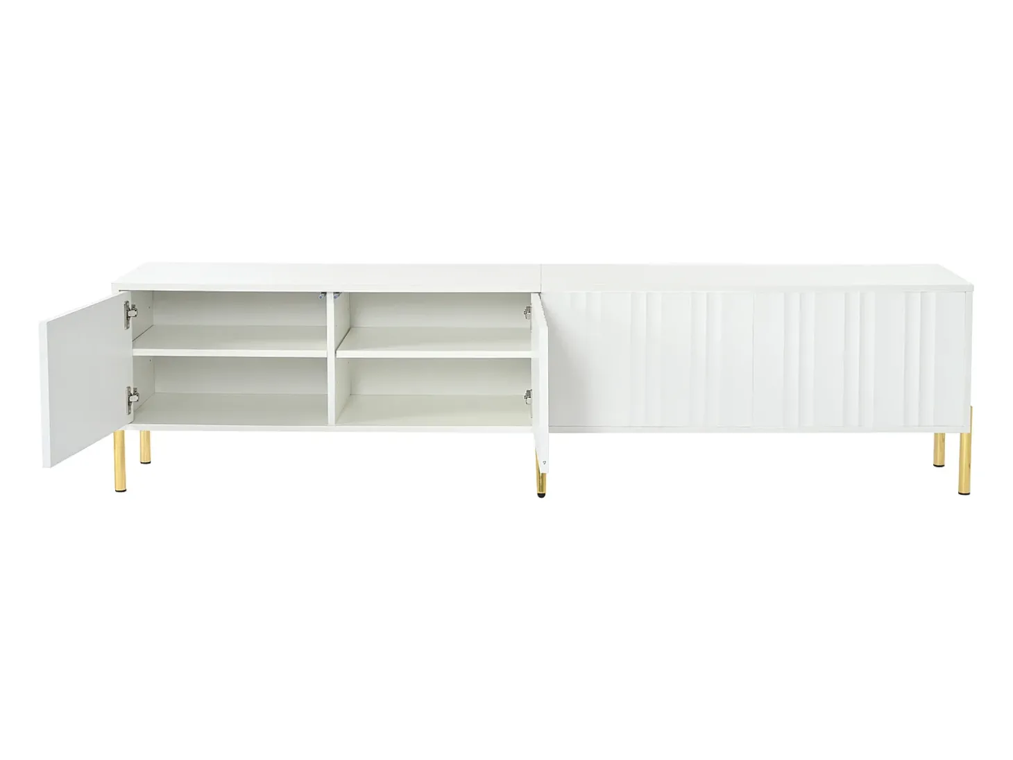 Móvel TV L 190cm - 4 portas e 8 prateleiras - estilo moderno - Branco