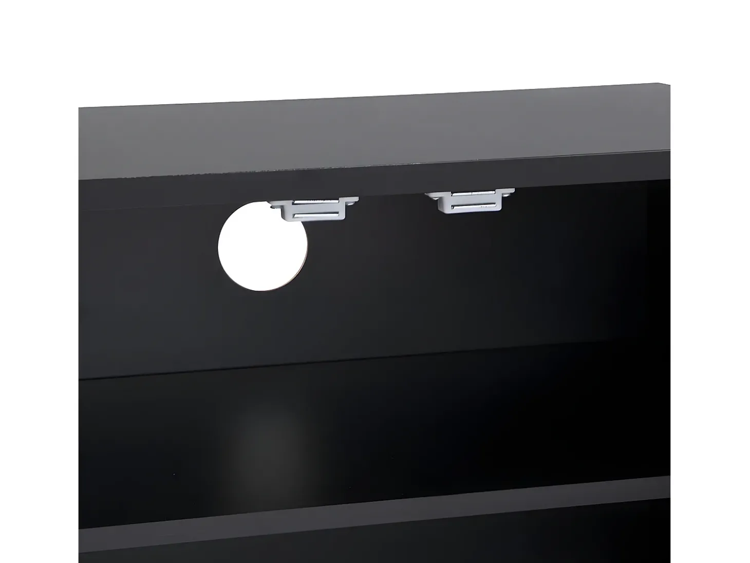 Móvel TV L 170cm - aspecto brilhante - 4 portas texturadas gravadas com puxadores dourados - Preto