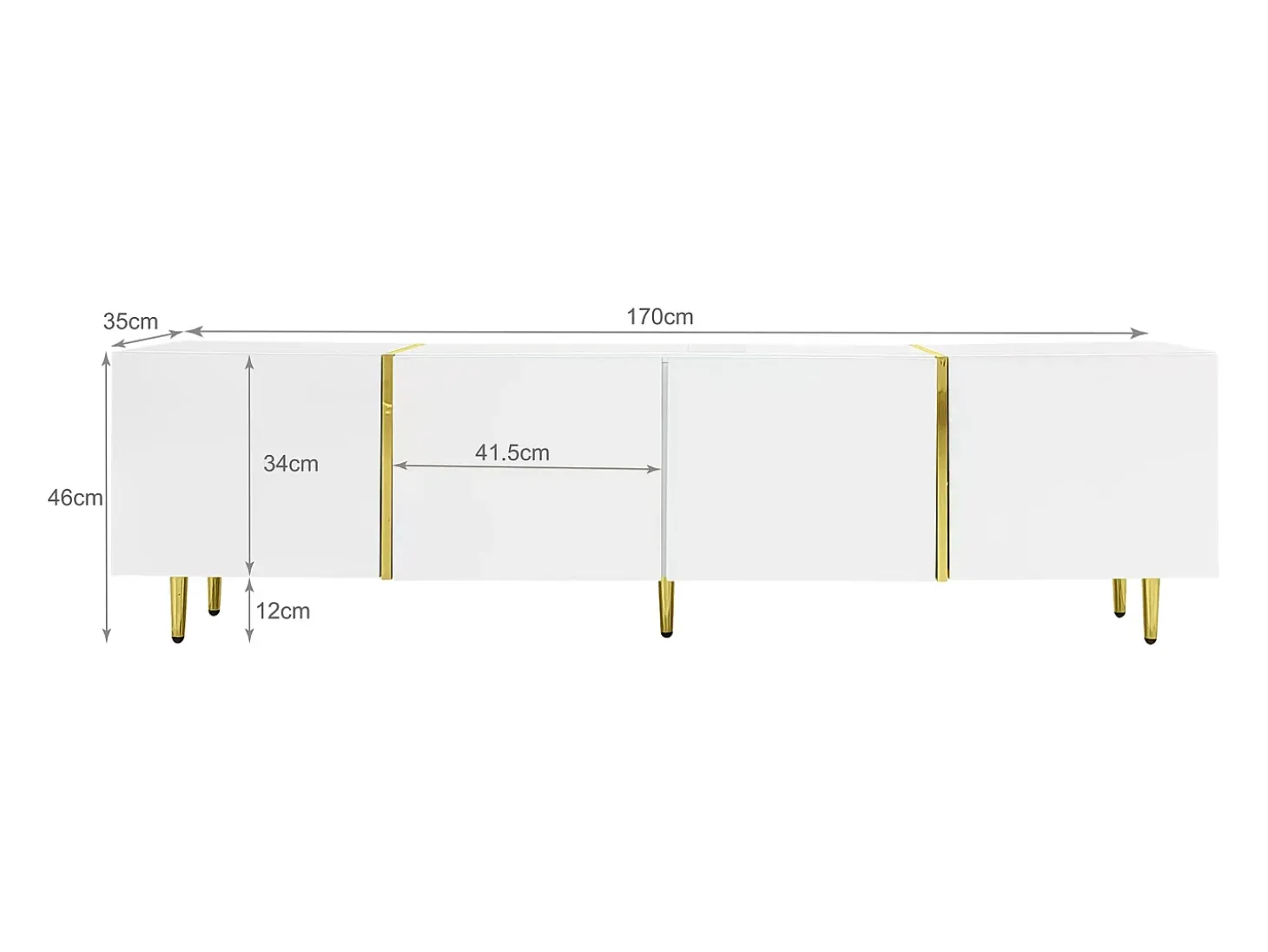 Móvel TV L 170cm - com 4 portas - MDF - Branco