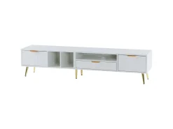 Móvel TV moderno 180 cm - 1 gaveta + 2 portas + 3 compartimentos - Branco