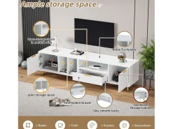 Móvel TV moderno 180 cm - 1 gaveta + 2 portas + 3 compartimentos - Branco