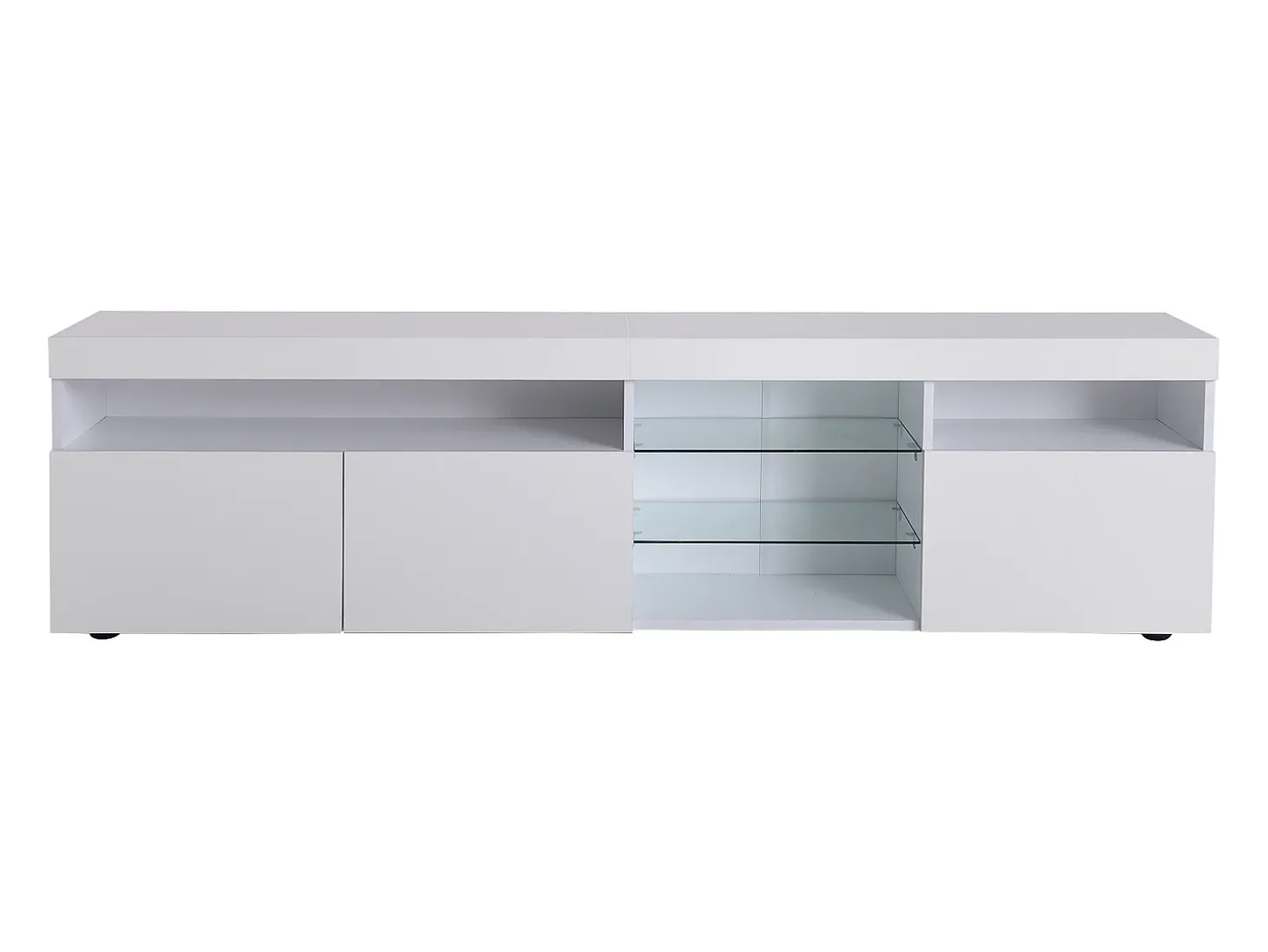 Móvel TV moderno 180cm com LED - 3 portas e 5 compartimentos abertos - Branco