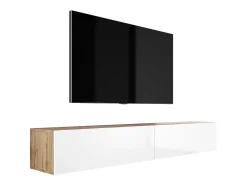 Móvel TV suspenso, (2 x 100) x 34 x 32 cm, Carvalho Wotan / Branco Brilhante