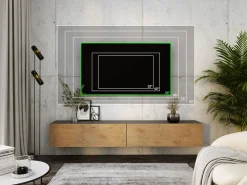 Móvel TV suspenso, (2 x 100) x 34 x 32 cm, Antracite / Carvalho Lancelot