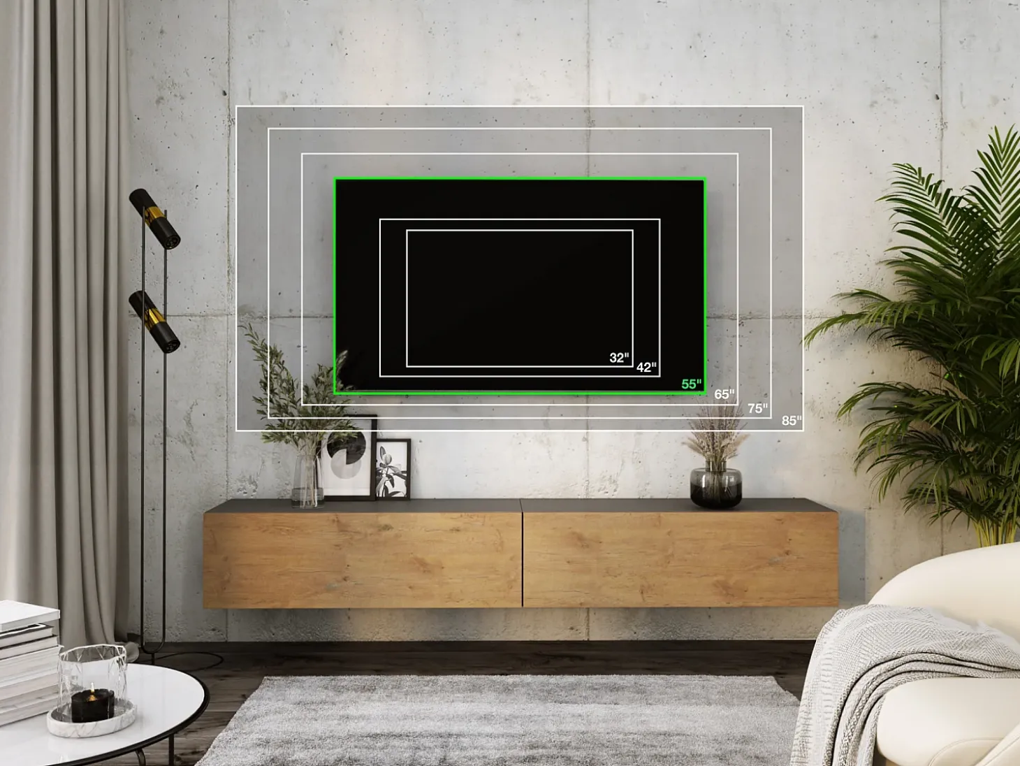 Móvel TV suspenso, (2 x 100) x 34 x 32 cm, Antracite / Carvalho Lancelot