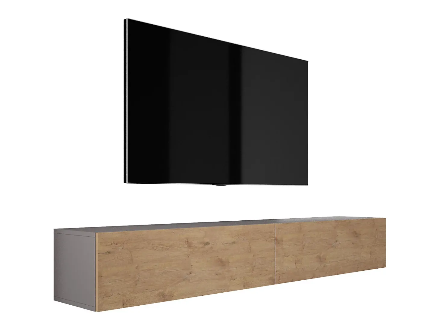 Móvel TV suspenso, (2 x 100) x 34 x 32 cm, Antracite / Carvalho Lancelot