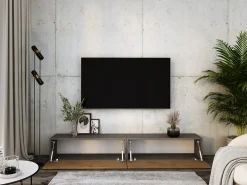Móvel TV suspenso, (2 x 100) x 34 x 32 cm, Antracite / Carvalho Lancelot