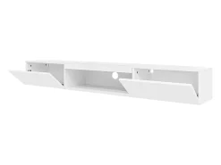 Móvel TV suspenso 160cm - 1 compartimento aberto e 2 portas articuladas - aspecto brilhante - Branco