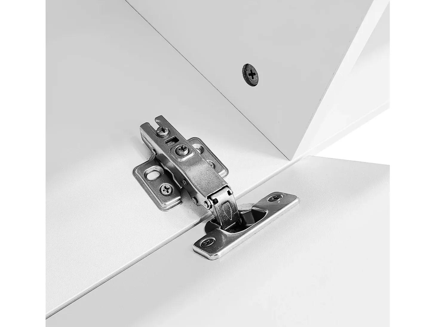 Móvel TV suspenso 160cm - 1 compartimento aberto e 2 portas articuladas - aspecto brilhante - Branco