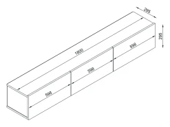 Móvel TV suspenso com 3 portas - Branco e Natural claro - VIKILA