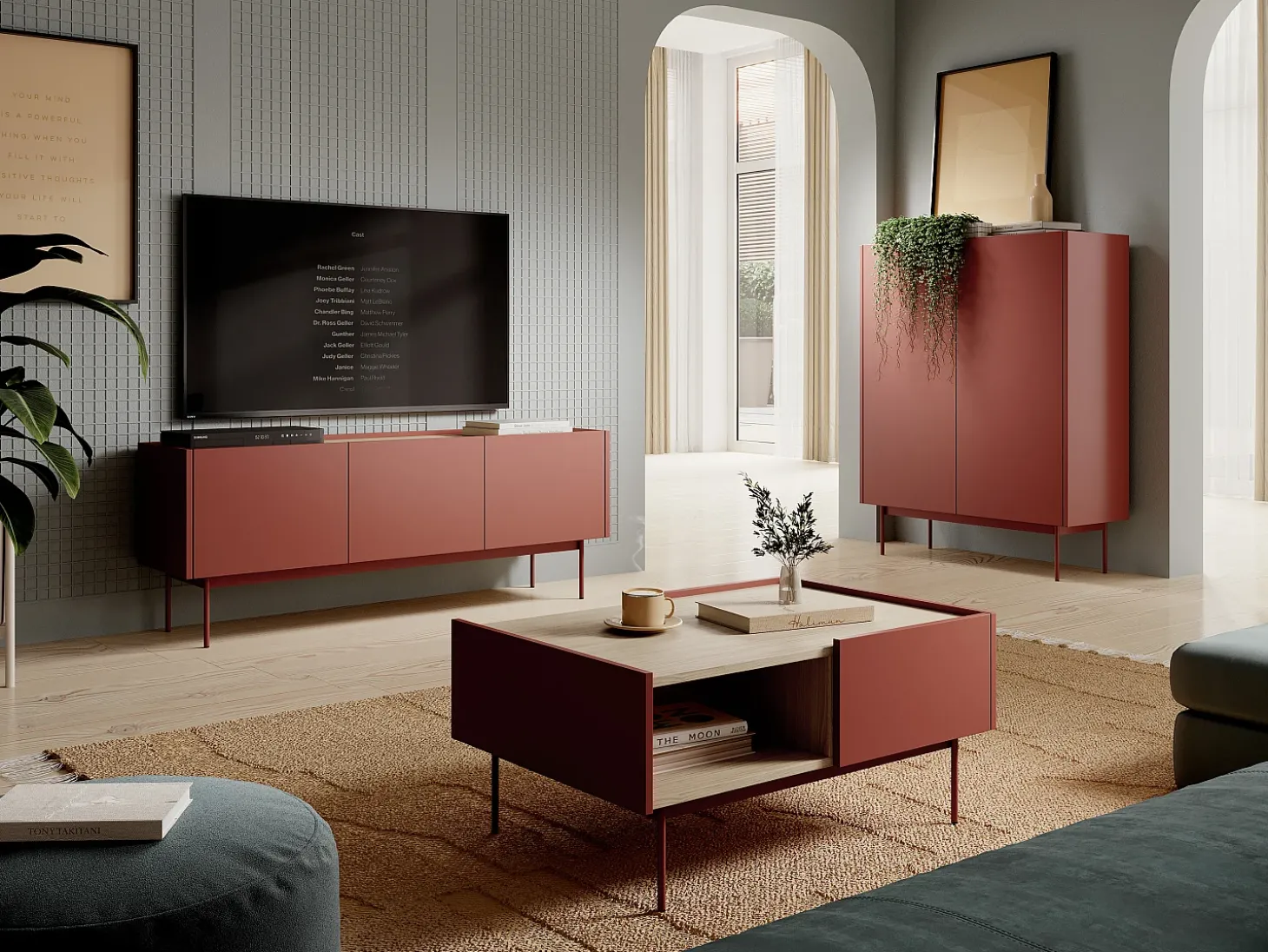 Móvel TV, Tijolo, TOP: Carvalho Linea, 144 x 55 x 37 cm